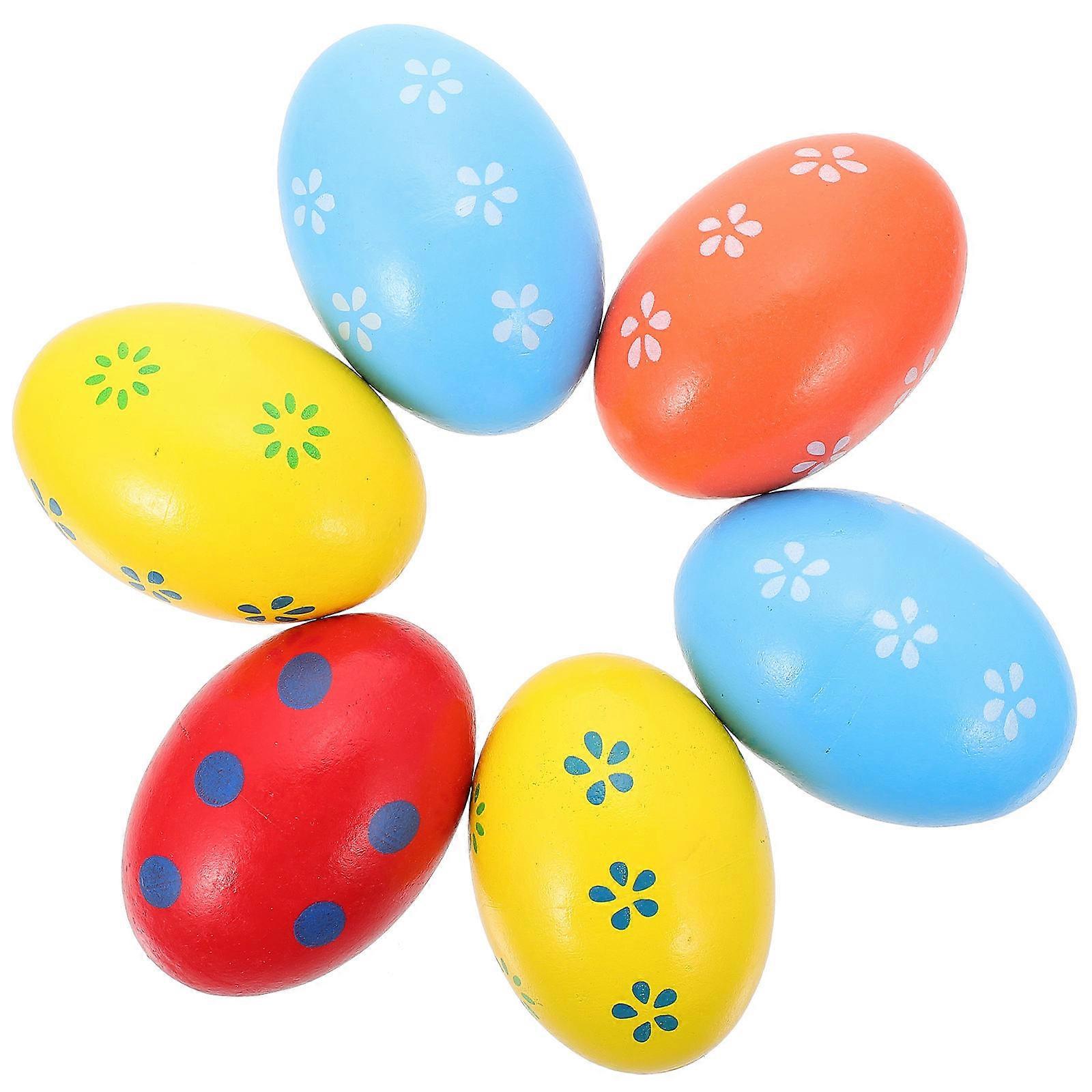 Musical Instrument Maracas Egg 6Pcs Children Egg Shaker Toys Egg-shaped Assorted Colors Fun and Educational
