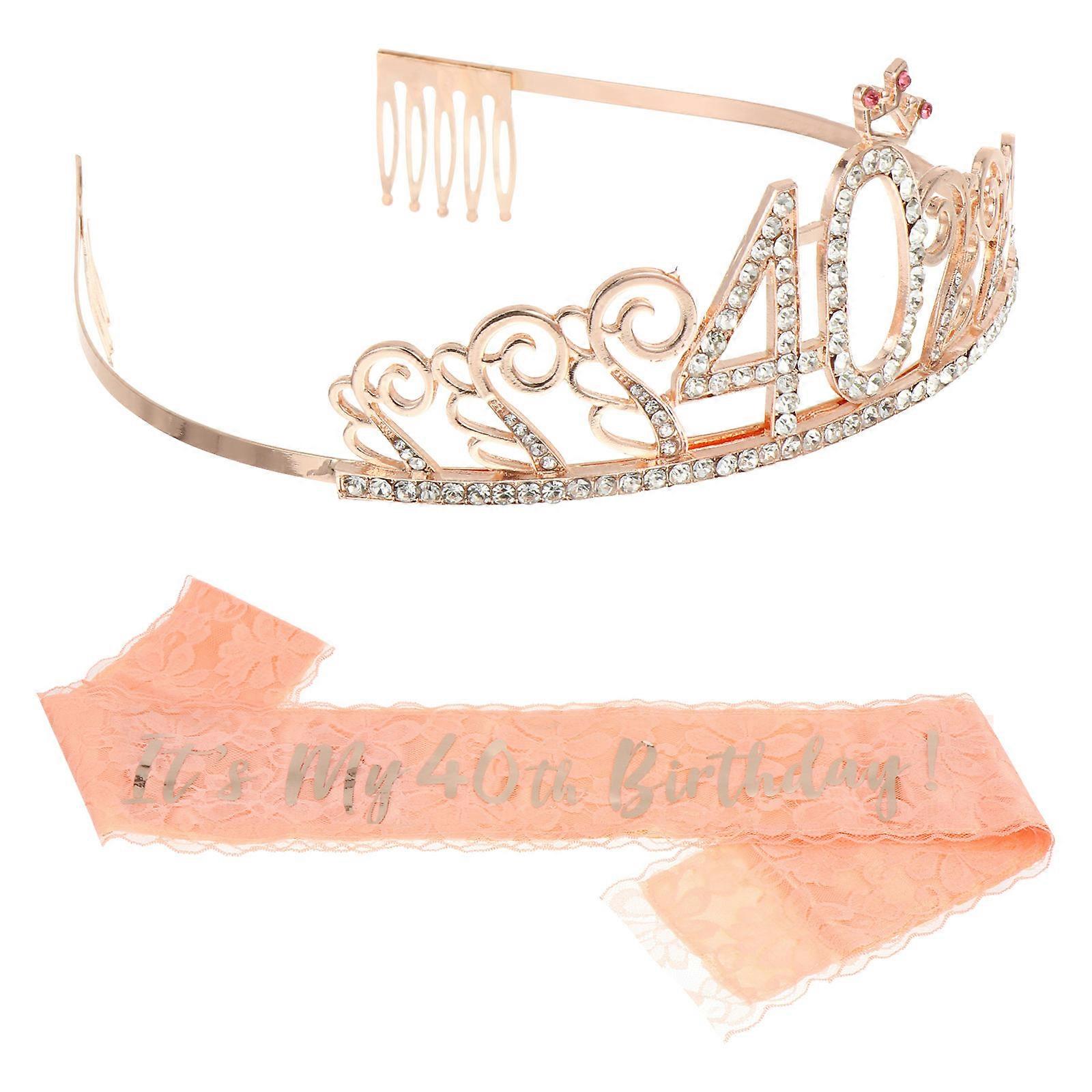 Birthday Accessories 2Pcs Crown Shape Hair Band For Women Featuring Stylish Lettering Ideal for Parties