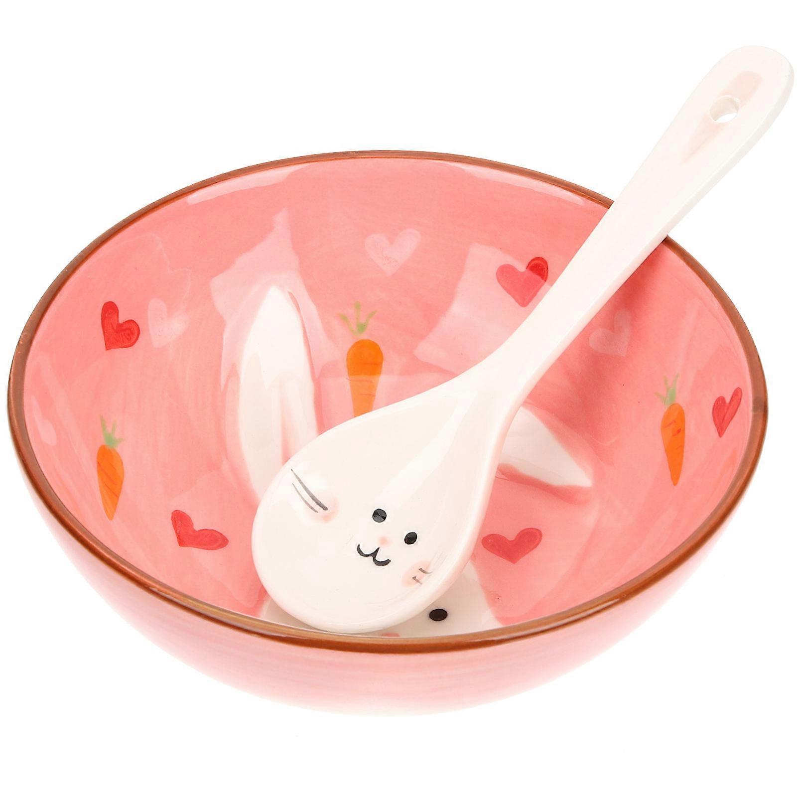 Ceramic Dinnerware Set With Decorative Bowl And Spoon For Single Person Dishwasher Safe Multi Color 1 Set