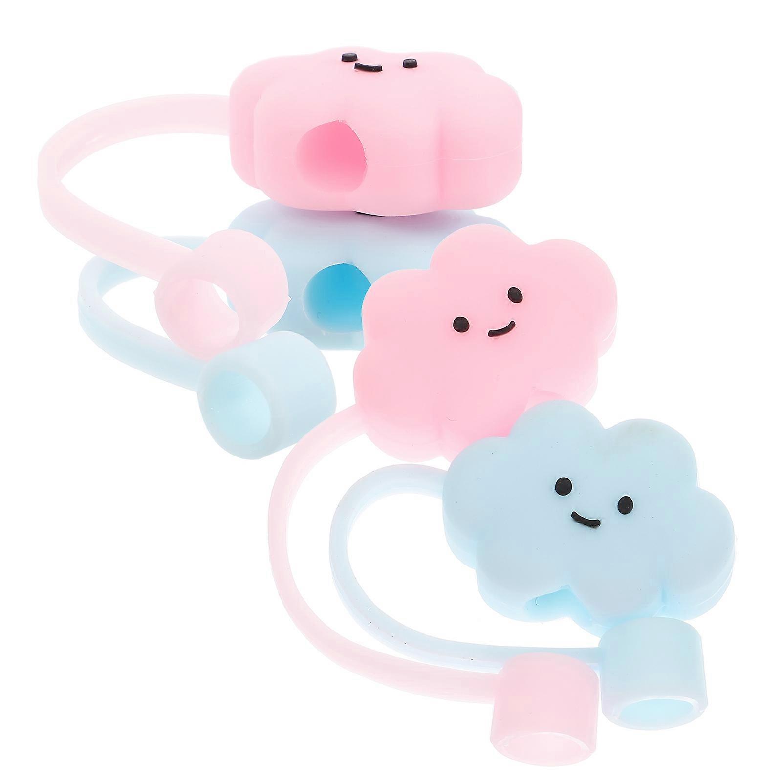 Reusable Cartoon Style Straw Cover Caps 4Pcs Splash-Proof Straw Protector Designed For Families Outdoor Activities