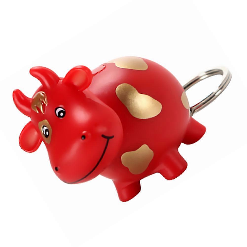 Cow Shape Keychain for Daily Use by Children with Flashlight Utility in Red Plastic 1Pack
