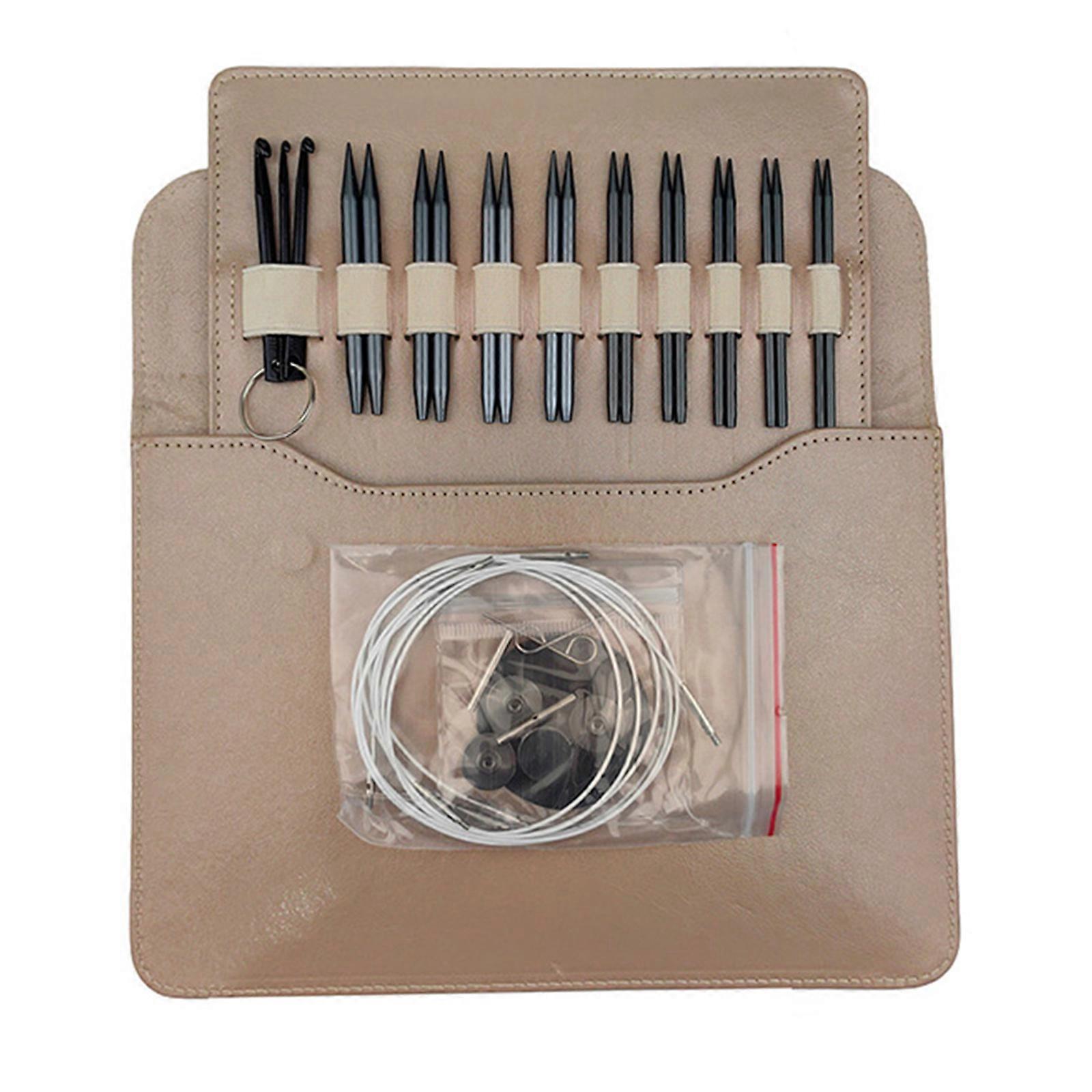 3.0-6.0mm Crochet Hook Set Circular Knitting Needle Set Interchangeable Circular Knitting Needle Tool for Blanket Multicolor