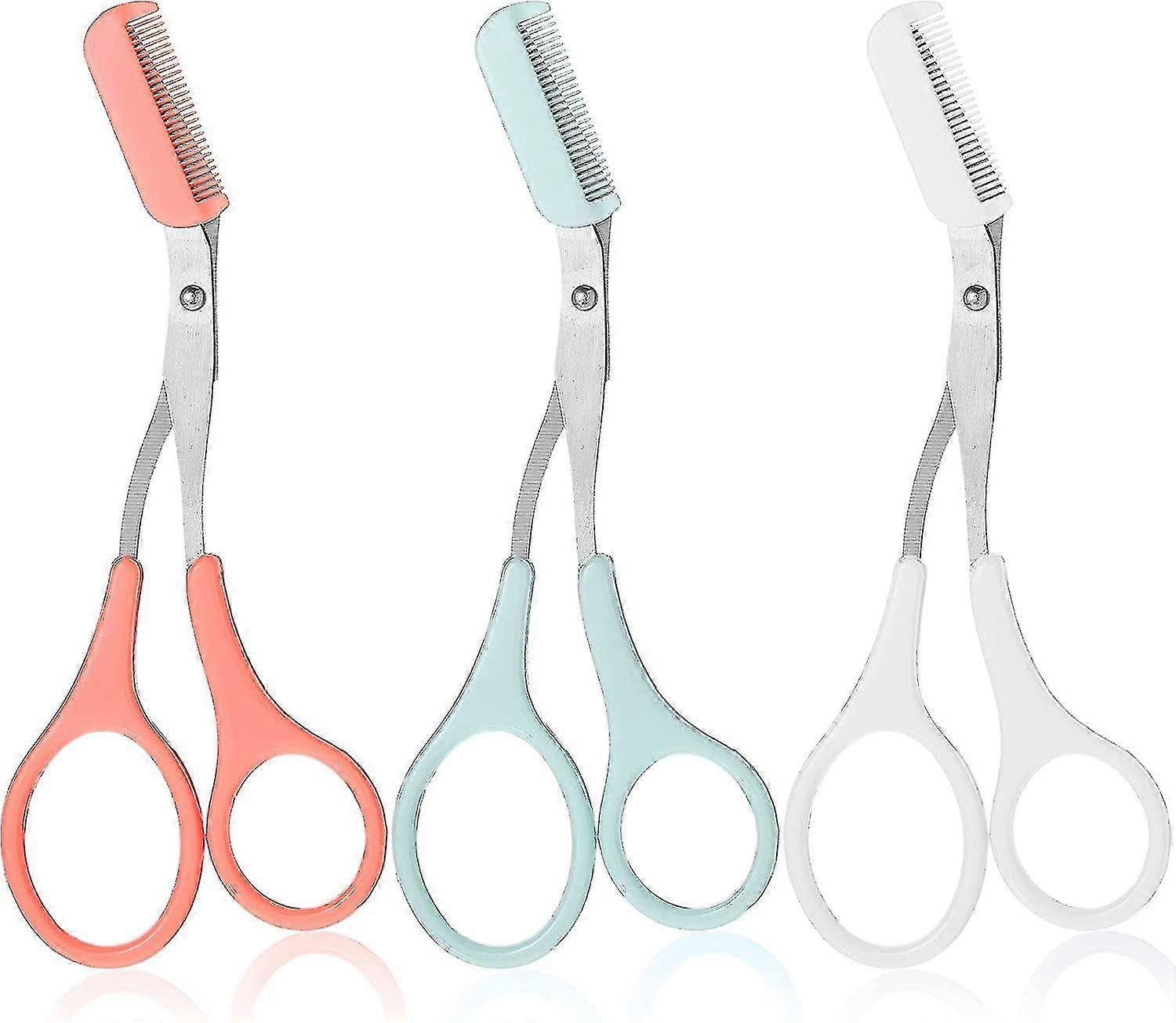 3pcs Eyebrow Scissors For Women Eyebrow Trimmer Scissors With Comb Eyebrow Shaping Cut Comb Scissors Non Slip Finger Grips 2025