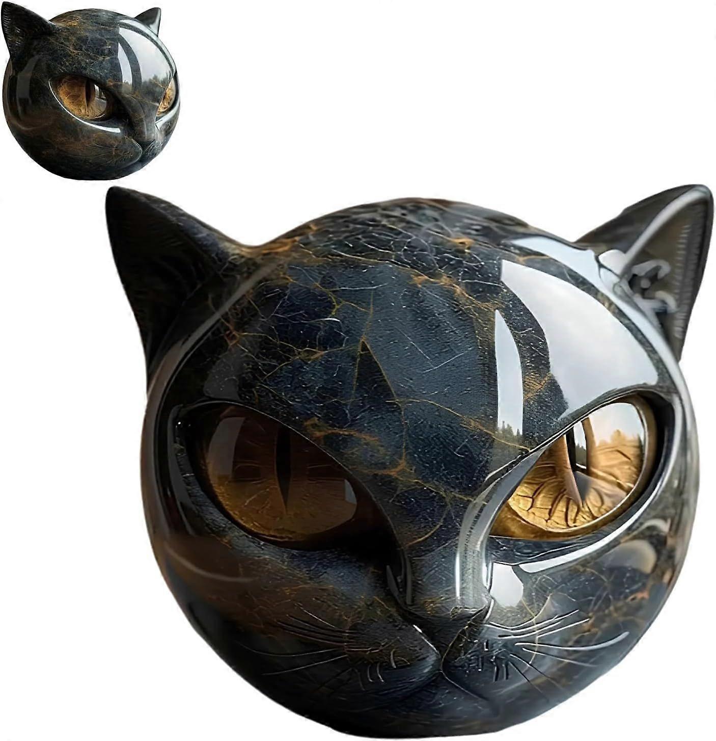 Luksus Sort Kat Sten Skulptur Elegant Hjem Dcor & Gave-Klar Kunstværk, Mementofor Mini Tiny Cat, Gaver til Katteelskere Kvinder Mænd