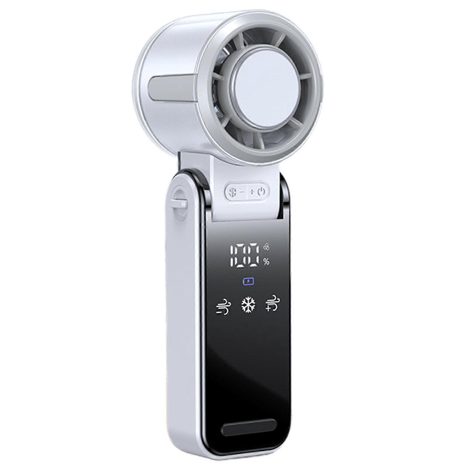 Turbos Handheld Foldable Mini Fan Mini USB Powered Digital Display Fan for Outdoor Camping Travel