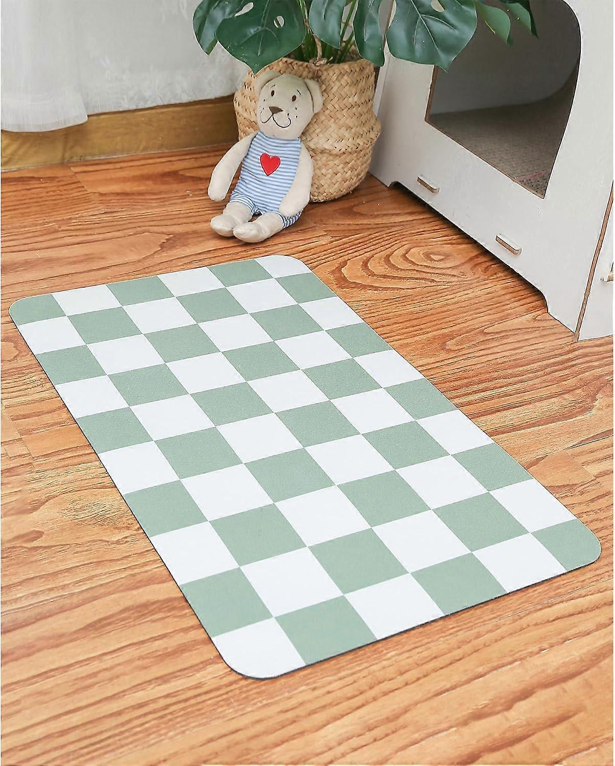 1pc Checkered Dog Feeding Mat, Absorbent Mats for Dog Food