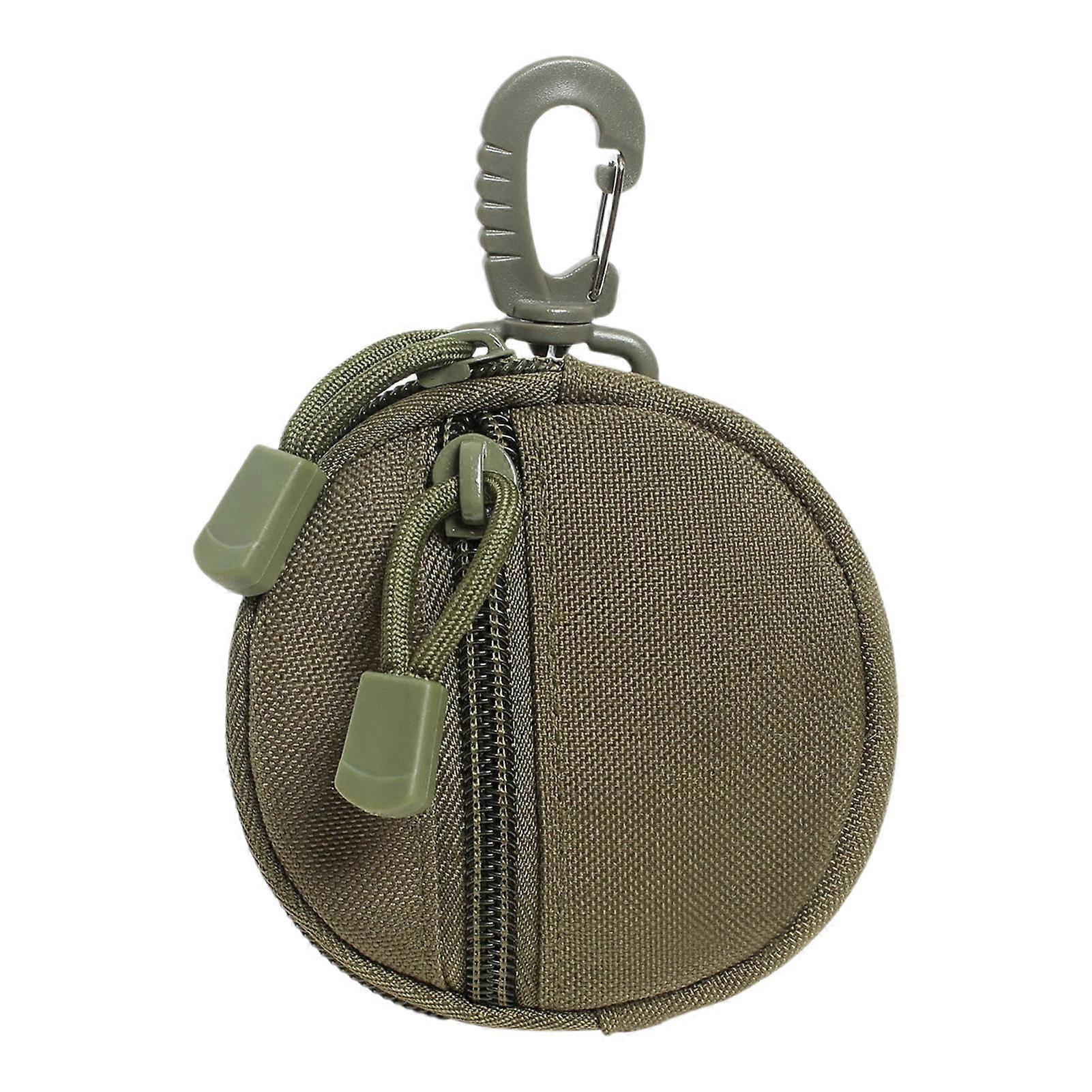 Change Wallet  Round Change Pouch  Coin Wallet, Earphone Pack, Key Case, Waist Bag for Hiking, Climbing, Cycling, Shopping Army Green