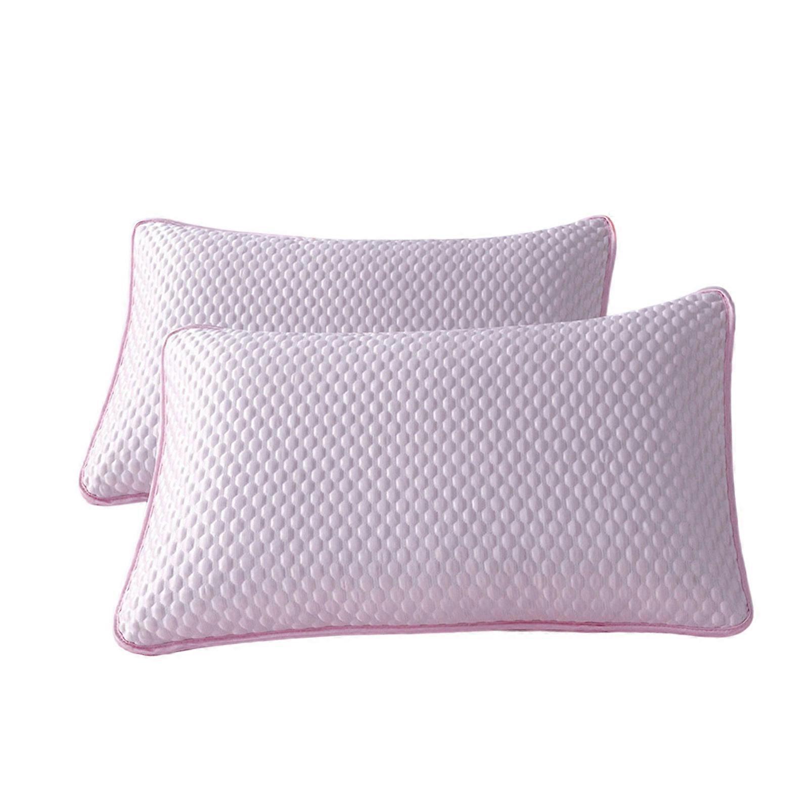 2 Piece Soft Ice Silk Fabric Pillowcase Cooling Technology Washable Design Pillow Covers 48x74cm with Envelope Closure Pink