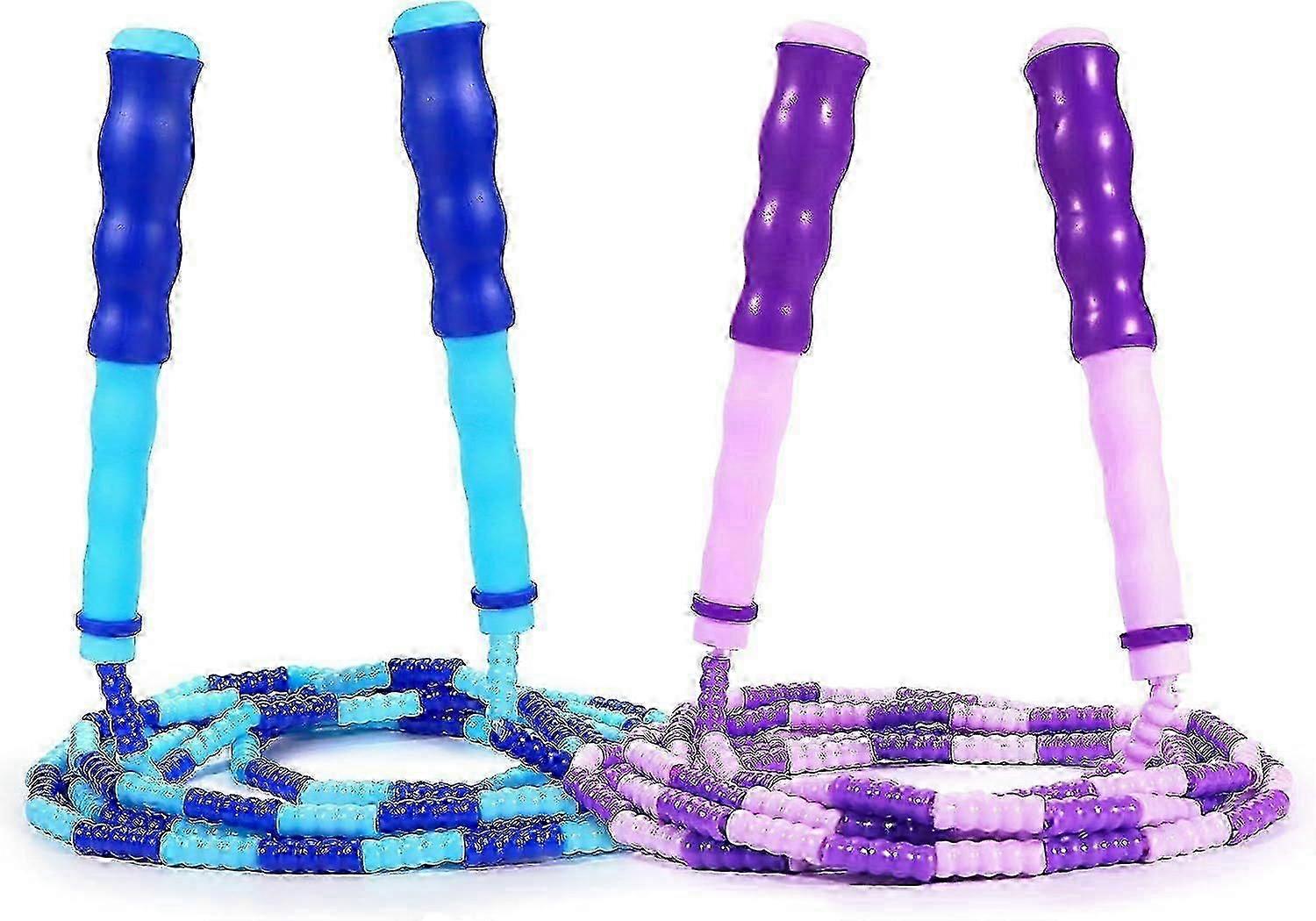 Kinder-Springseil - 2er-Pack weiches perlenbesetztes Springseil Verstellbares, verwicklungsfreies, segmentiertes Springseil, geeignet für Kinder und Studenten