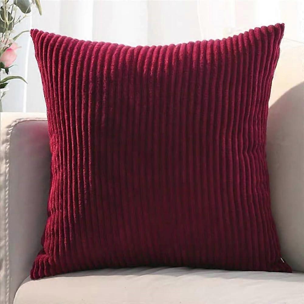 Oversized corduroy pillow with multiple size options, square cushion cover, soft (45*45cm/17.71*17.71in Dark Red)