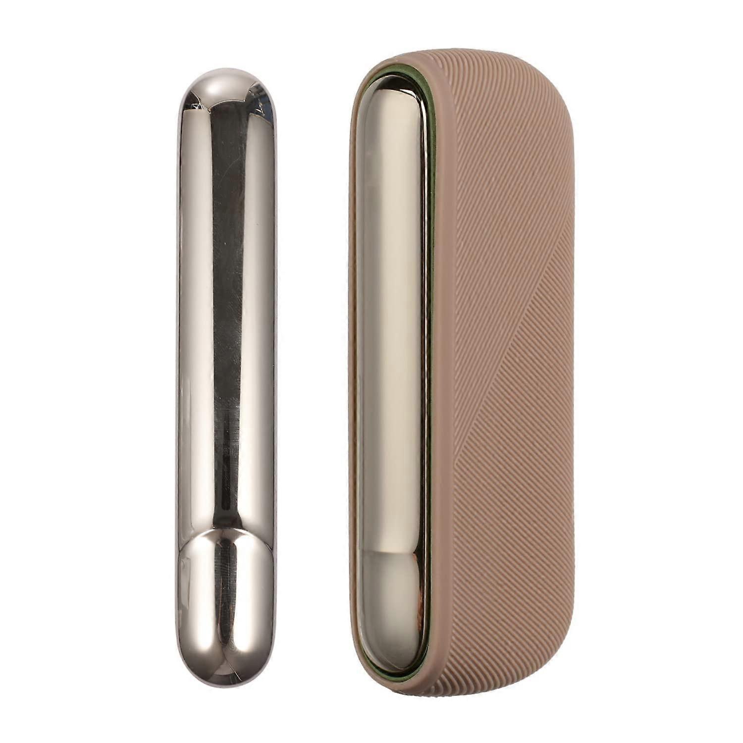 Silicone Case Set for Iqos Iluma, Soft Touch Rubber Cover, Brown Color, Shock-Resistant Protection