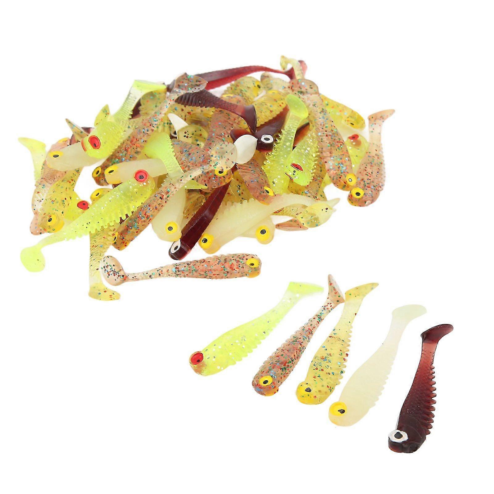 50Pcs Silikon Flat Tail Angeln Weiche Köder für Barsche