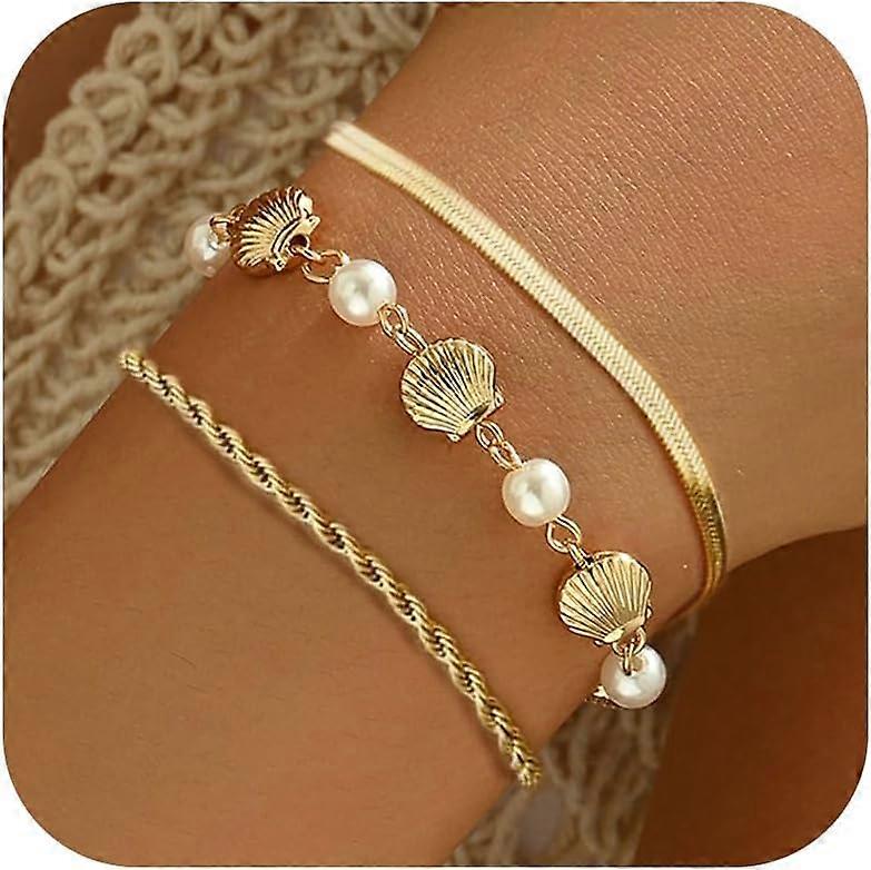 Shell Bracelet Stack Dainty Gold Bracelets Boho Summer Beach Jewe