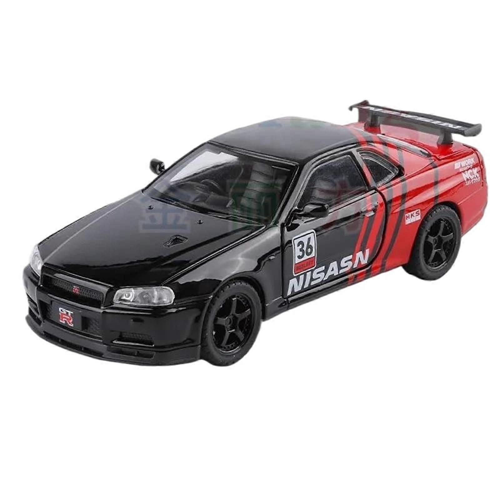 Diecast 1:32 For Nissan GTR Skyline Diecast Alloy Car Model Scale Model Kits Vehicle Model Display Collector's Item (Black)