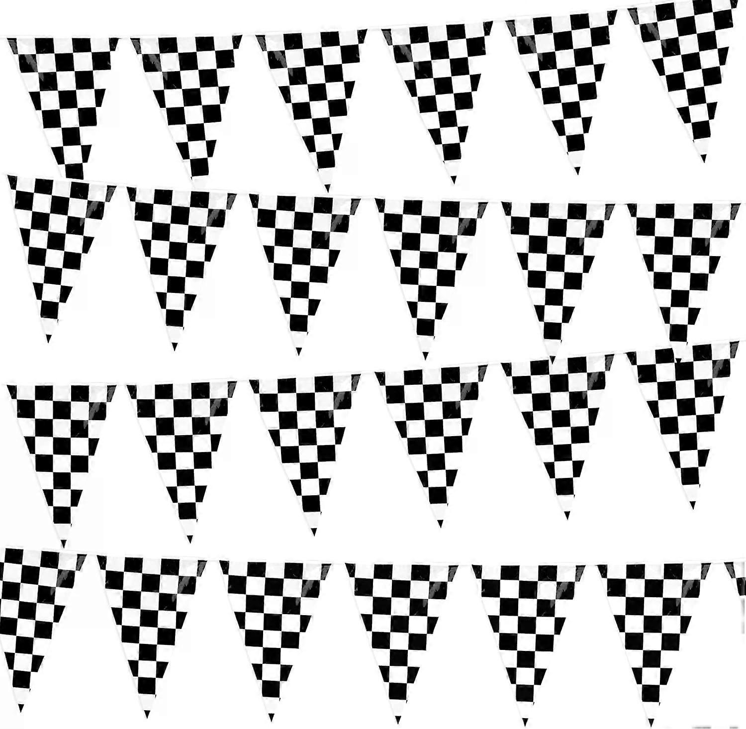 Pennant Banner, 100 Ft 48 Checkered Racing Triangle Flags Double Sided F1 Theme