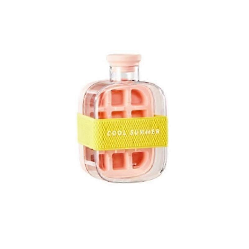 Pink 500ml 2-in-1 Ice Maker Ice Cube Tray & Water Bottle, Touch-Free Silicone Ice Cube TrayIce Cube Bottle, 2 in 1 Touch-Free Ice Cube Tray Water Bott