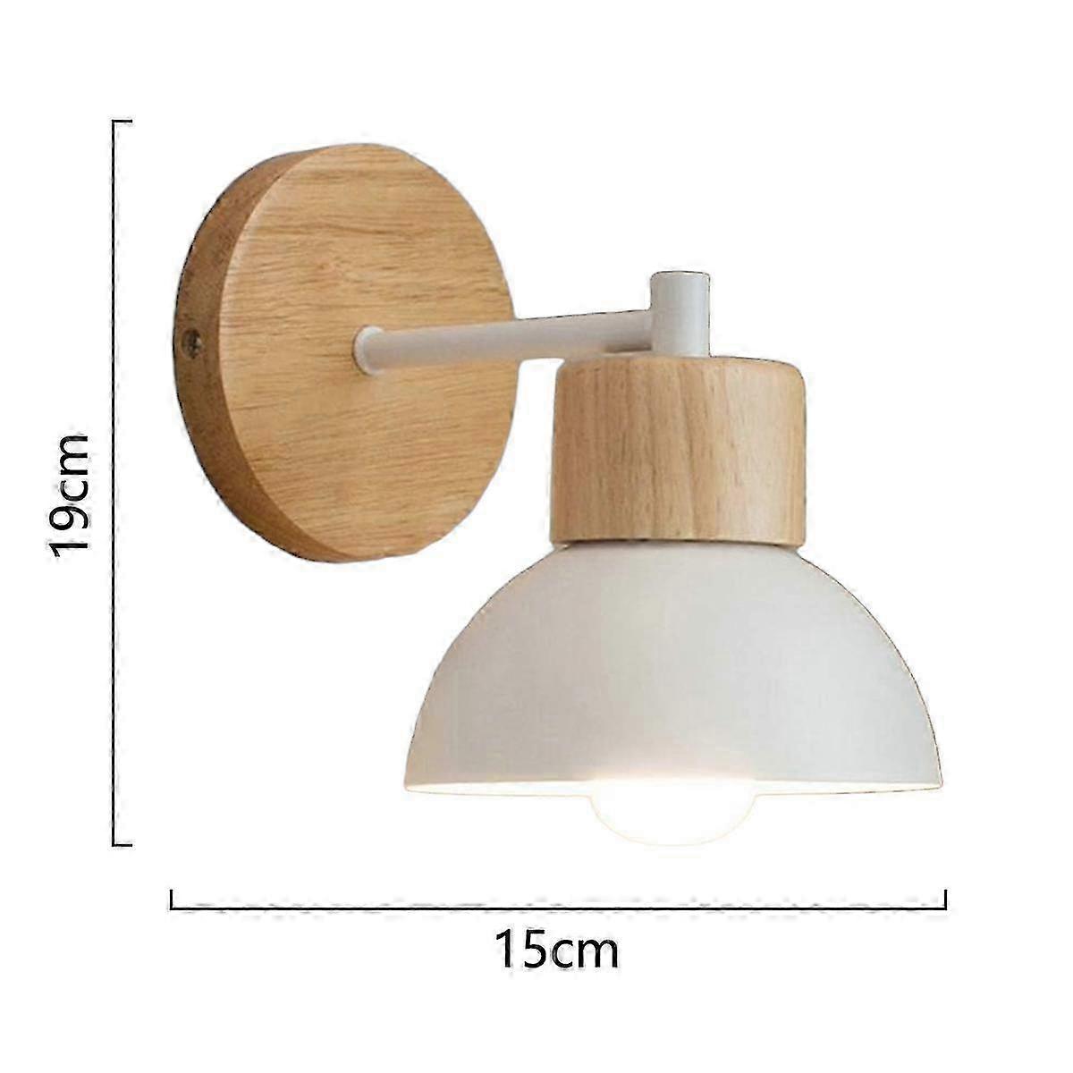 Modern wooden wall lamp, E27 indoor light with metal shade for bedr...