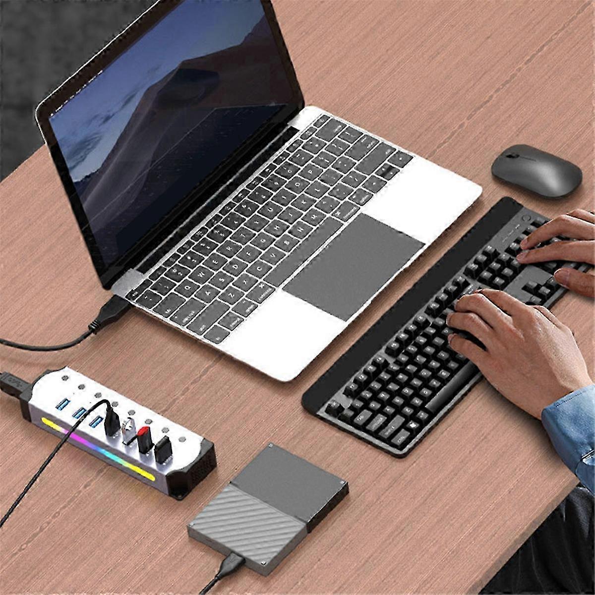 Multifunction RGB USB 3.0 HUB with 5gbps Fast Transmission Splitter