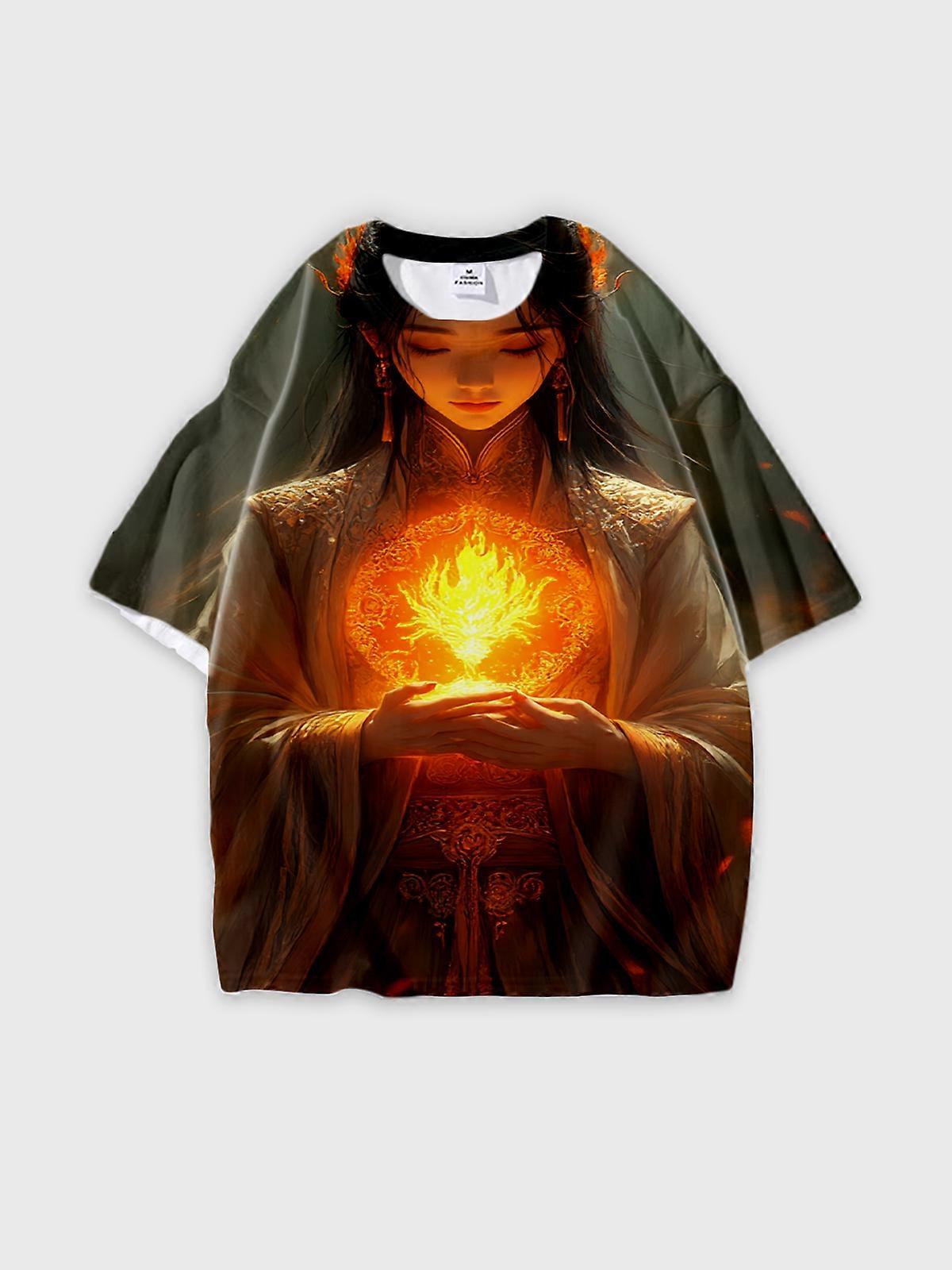 T-Shirt Short Sleeve Round Neck, Summer Casual Loose Graphic Tee, Unisex Pattern V2290