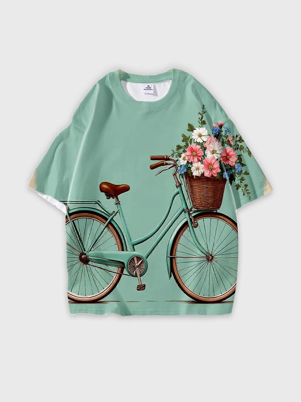T-Shirt Short Sleeve Round Neck, Summer Casual Loose Graphic Tee, Unisex Pattern U2225