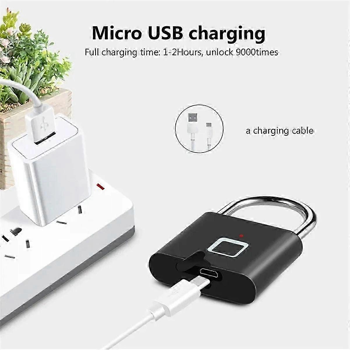 Keyless USB Charging Fingerprint Lock Smart Padlock Waterproof