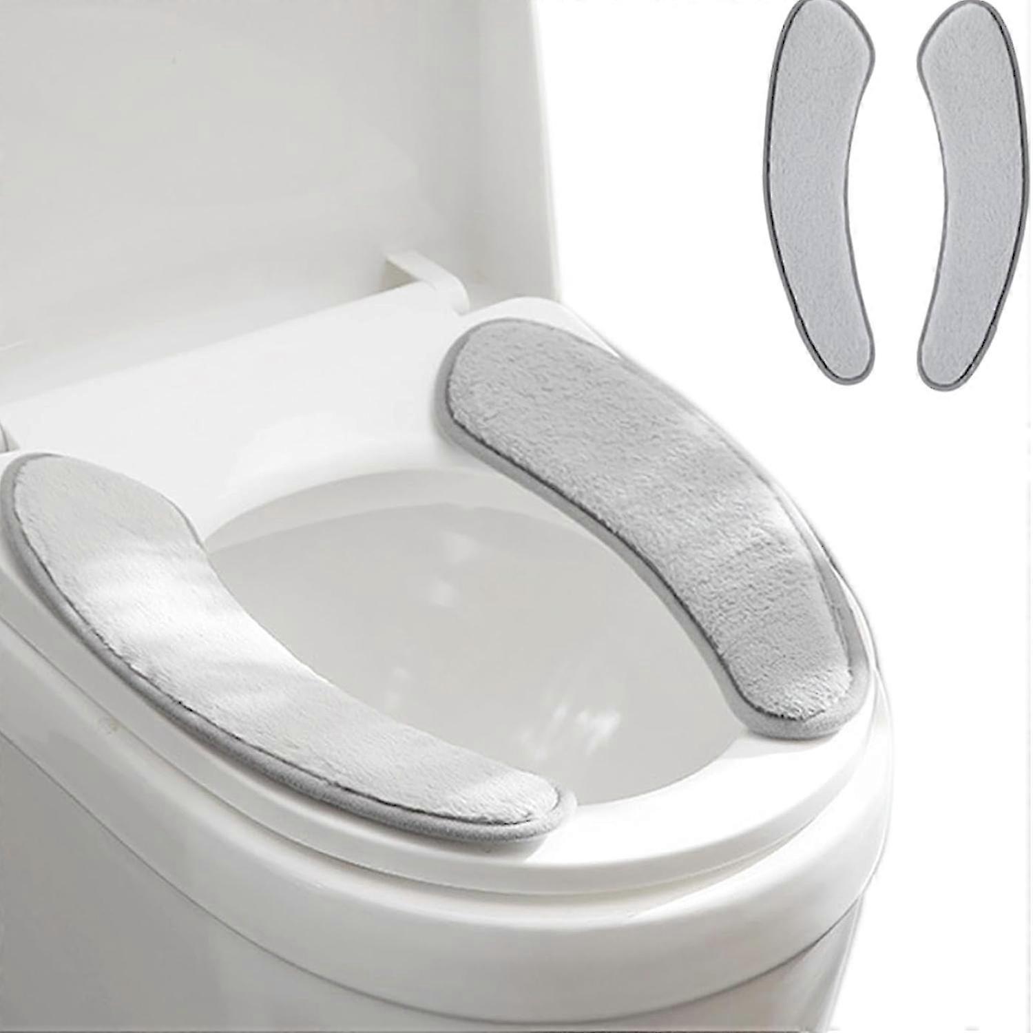 Thick Warm Washable Reusable Toilet Seat Cushion Cover - Double Flap, TPR Adhesive, Soft Protective (Green)(grey)