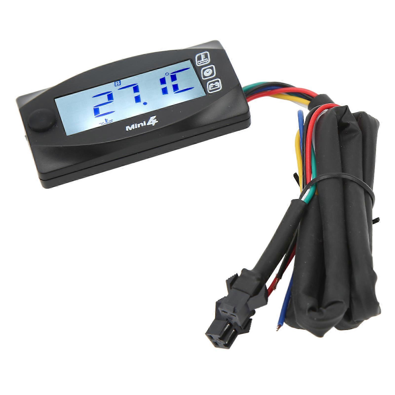 Motorcycle Digital LCD Voltage Meter Thermometer Blue Backlight M20x1.0