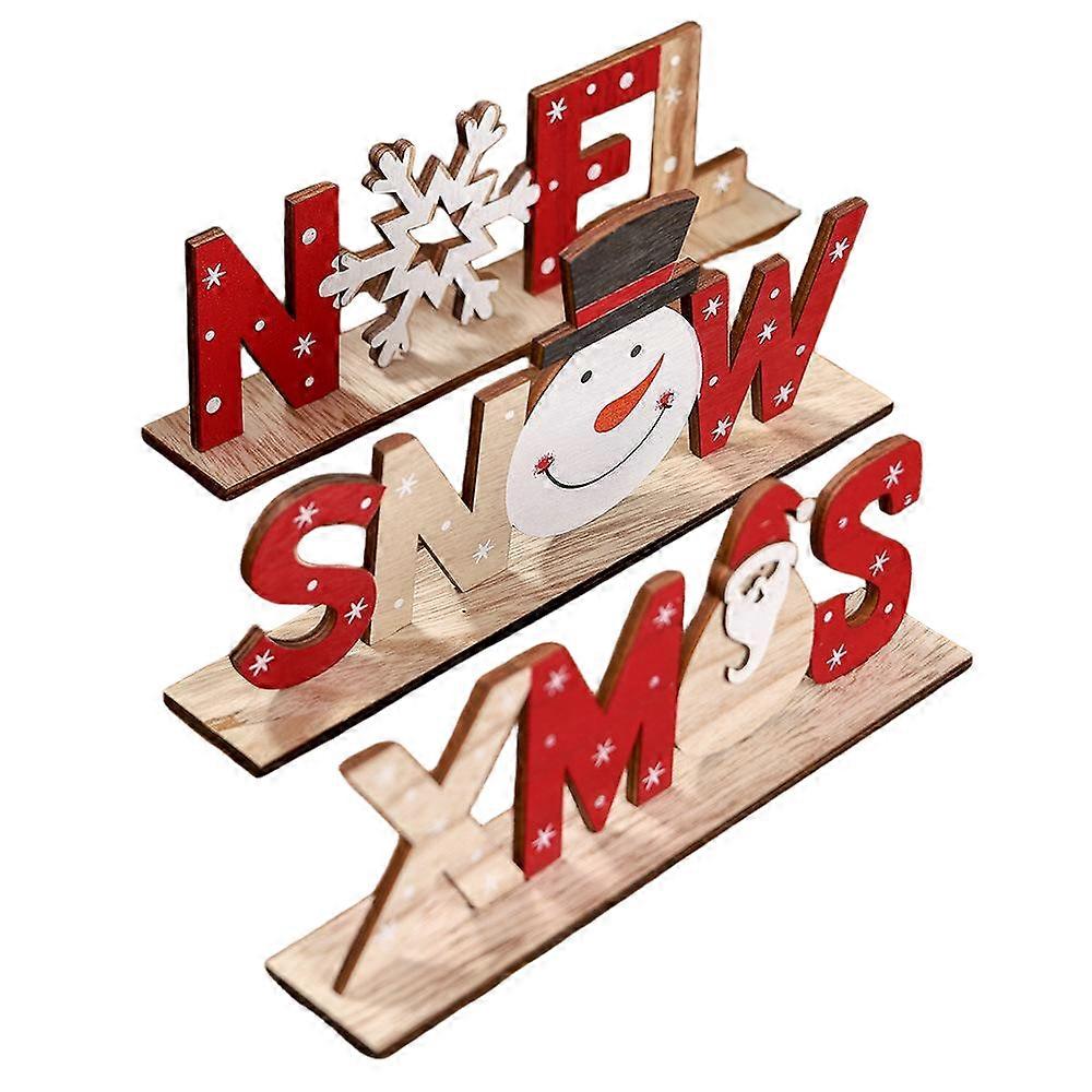 Wooden letter ornaments, three styles of design, suitable for desktop decoration to add Christmas atmosphere