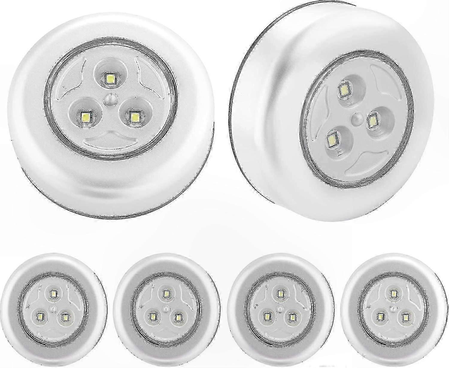 6-Pack Bright Battery Push Lights, Wireless Stick-On Touch Lamps, Soft Night Lighting for Home Use