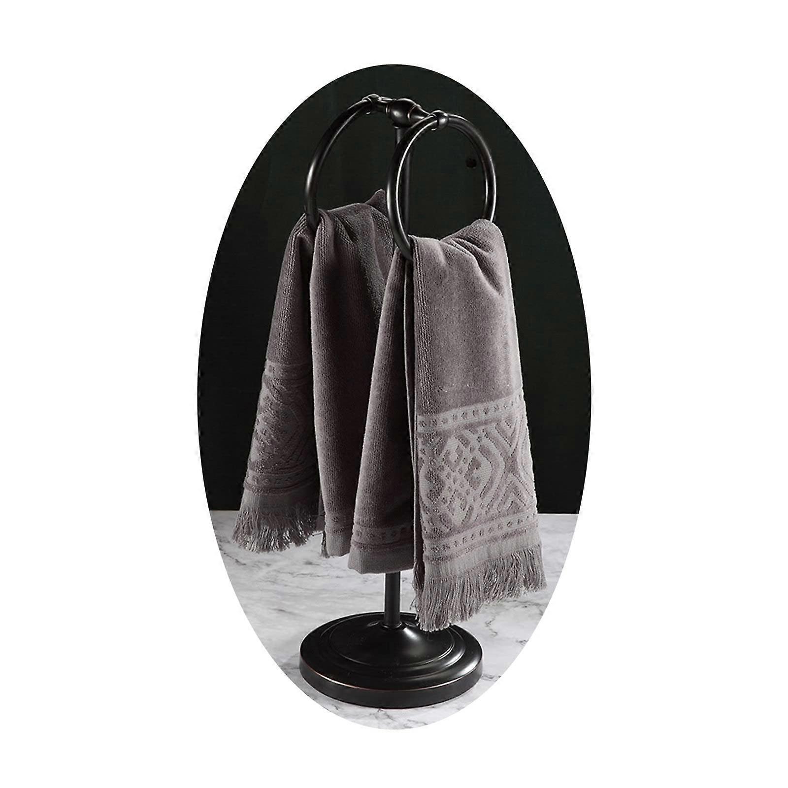 FloorStanding Towel Rack Black Finish, Standing Towel Holder, MultiFunction Bathroom Rail