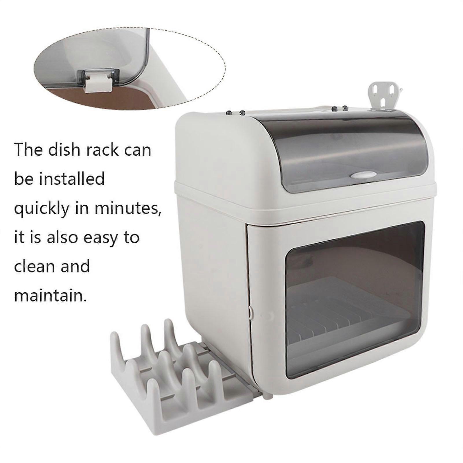 Multi Functional Gray Dish Drying Rack 41x27x46cm Plastic Organizer