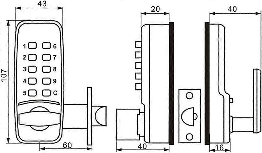 Digital Door Lock with Mechanical Keypad Entry System, Zinc Alloy Waterproof Security Lock for Home Office, 3-4 Digit Code