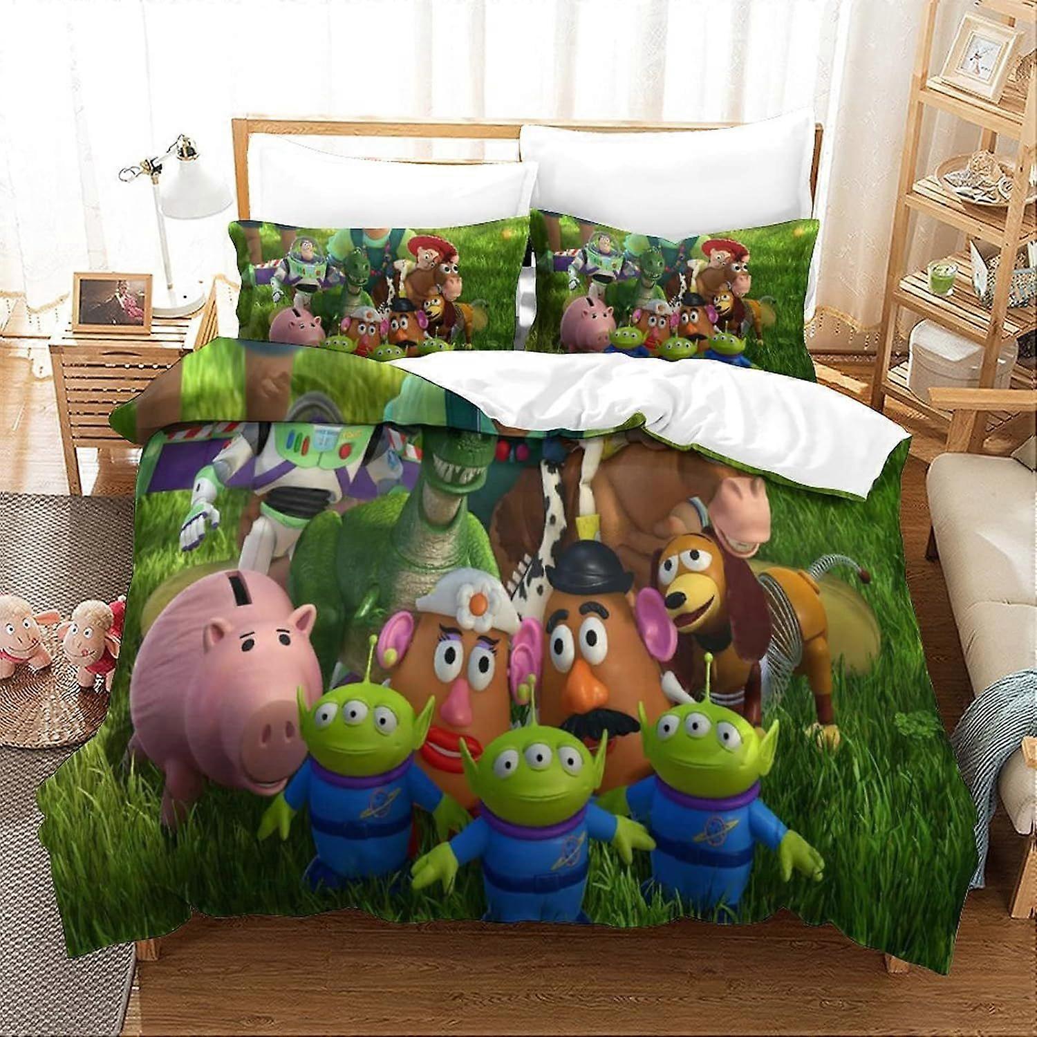 Bedding Single Bed Set Toy Story Printed Single Size Bedding Sets Super Soft Microfiber Duvet Covers with Zipper with Pillowcases Hypoallergenic 140x2