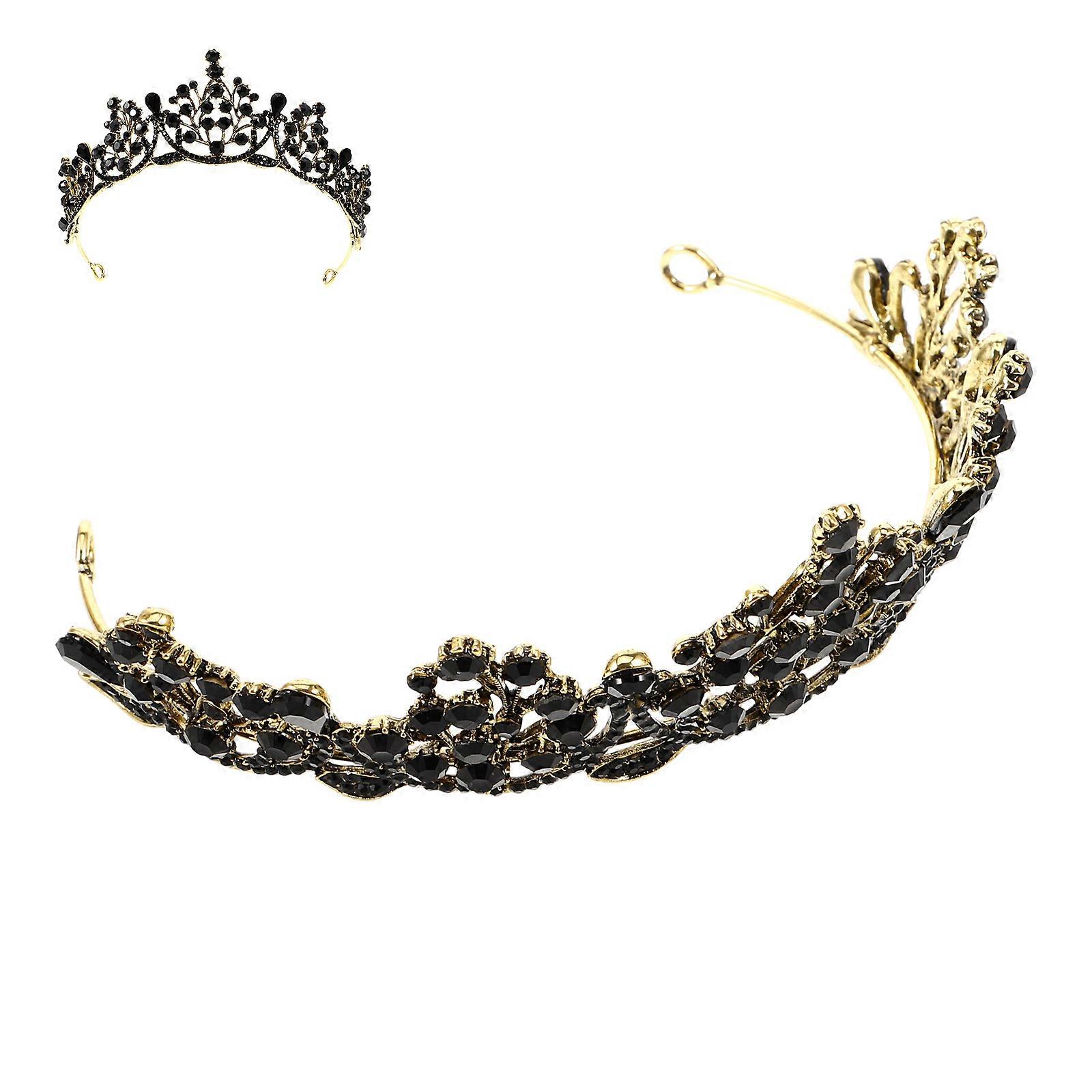 Vintage Bridal Crown for Decoration Black Alloy Party Headdress