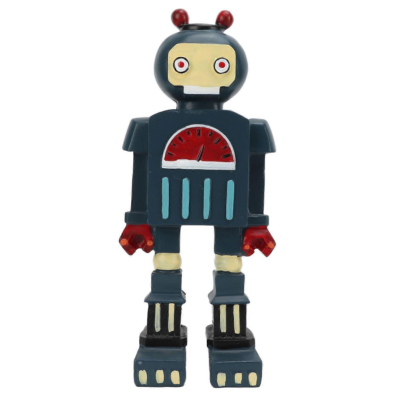 Blue Retro Robot Classic Anti Aging Robot Figurine Elaborately Crafted Bright Colors Robot Model for Office Wine Cabinet