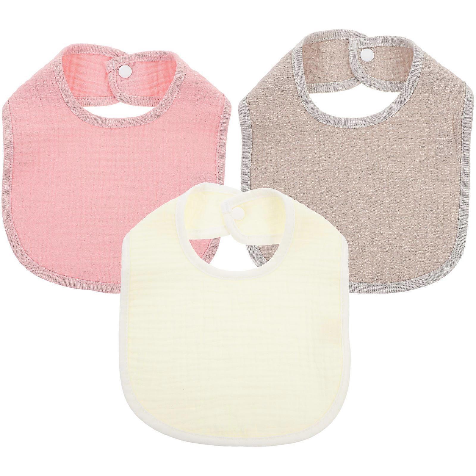 Toddler Bib Cotton Drooling Bibs Baby Mealtime Bibs Assorted Color Absorbent Prevent Drooling 3Pcs