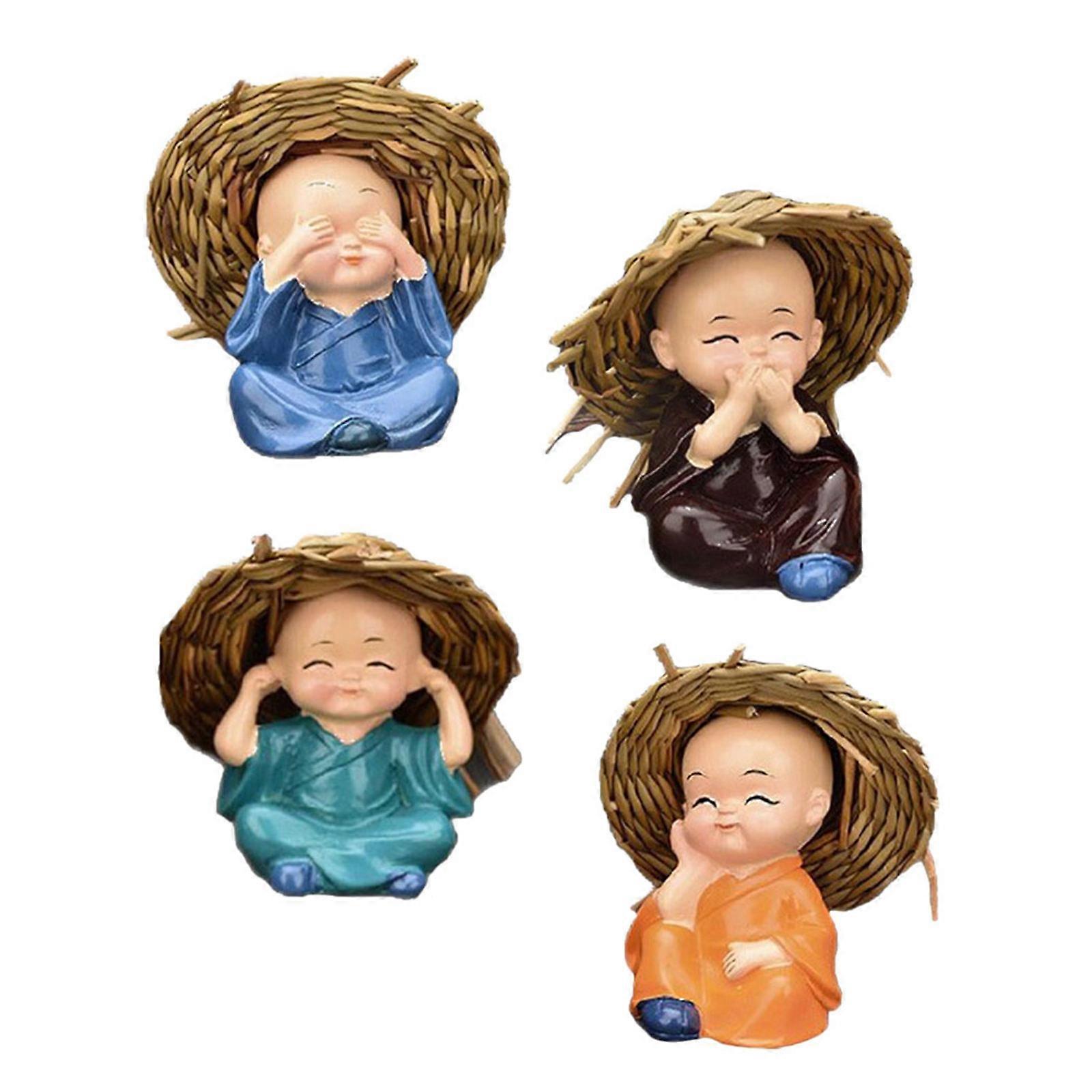 Small Monk Figurines Car Dashboard Decor for Automotive Decoration 16Pcs
