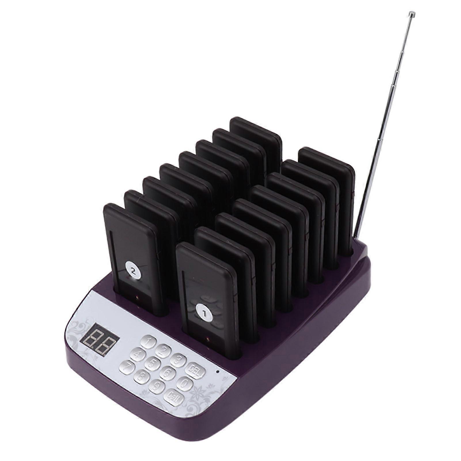 Wireless Restaurant Pager 16-Pack, 200m Range, Purple, EU Plug