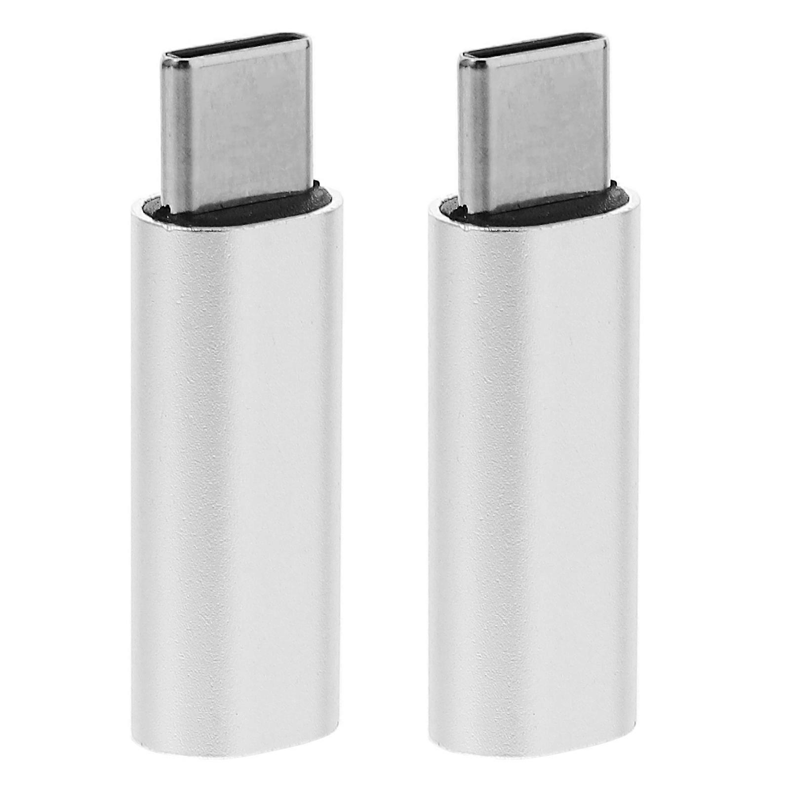 Type C to 3.5mm Headphone Audio Converter Adapter for Phone 2Pcs Silver