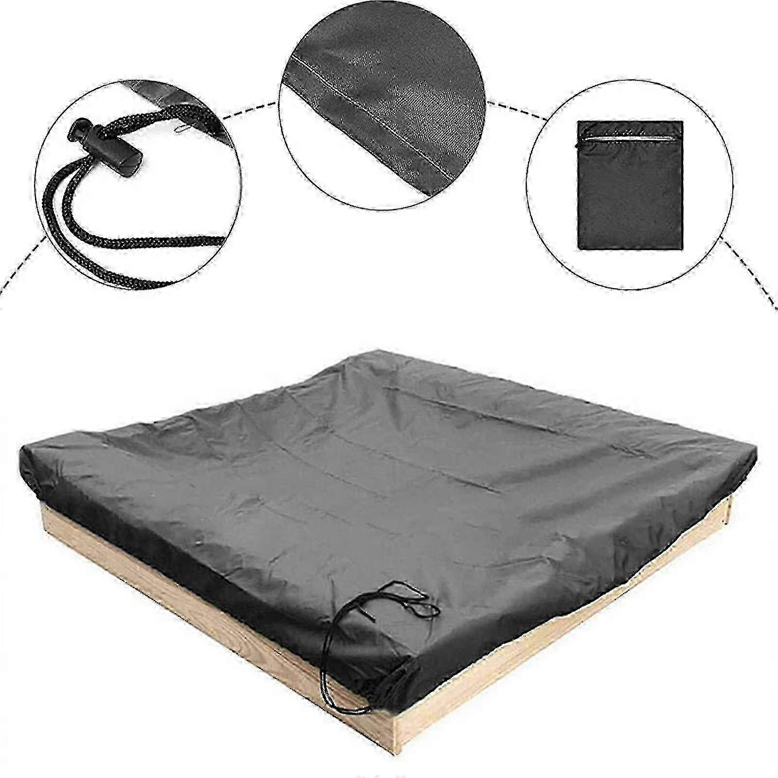 Dust and Rainproof Square Sandbox with Protective Canopy for Sandpit and Toys
