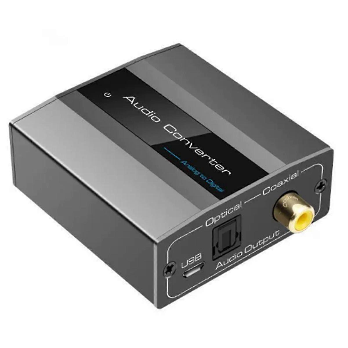 Analog to Digital Converter to Optical with Optical Cable Digital Toslink- and Coaxial Adapter