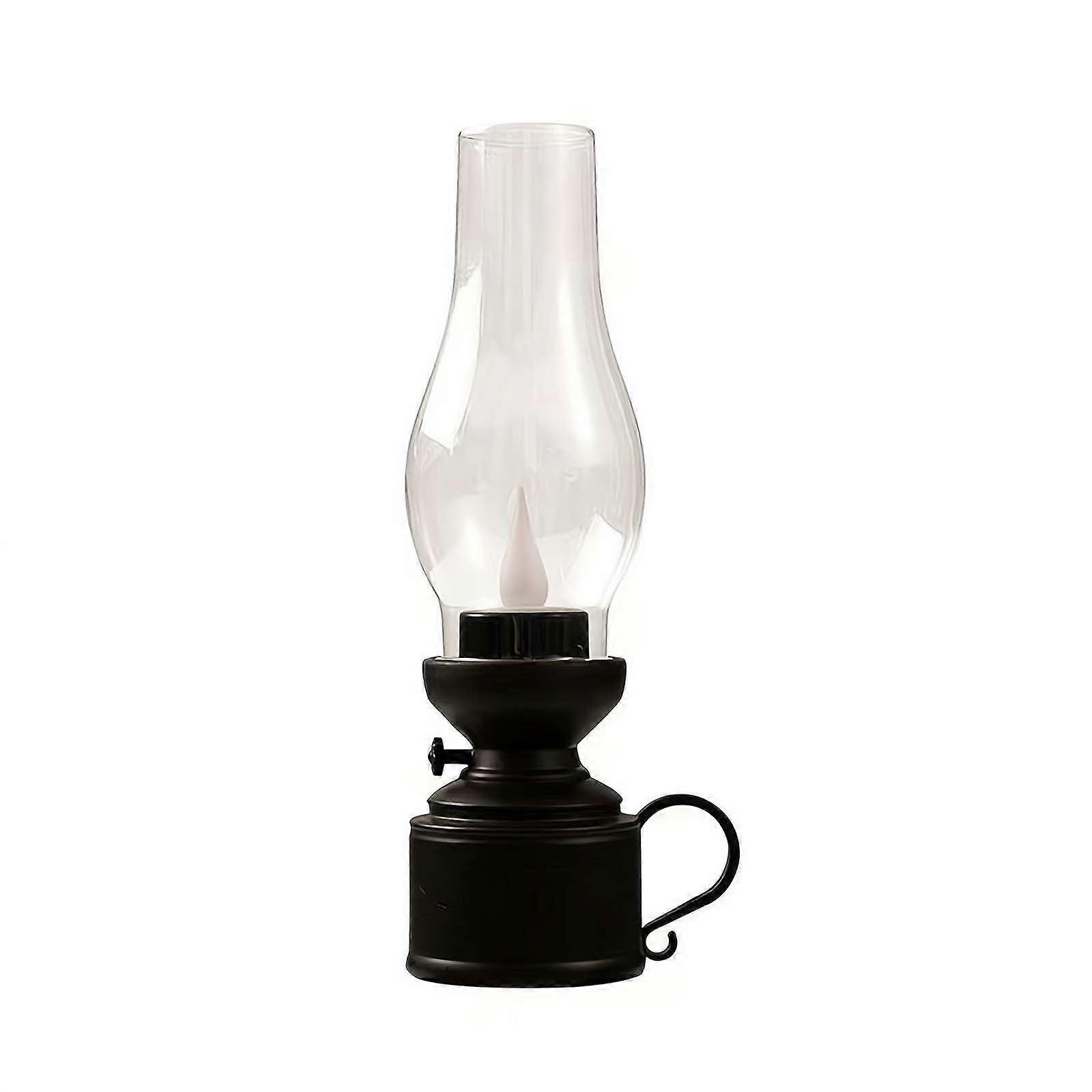 Flame Lamp Vintage Lantern LED Kerosene Oil Lamp Electronic Swing Candle Table Lamp Black Flameless Design