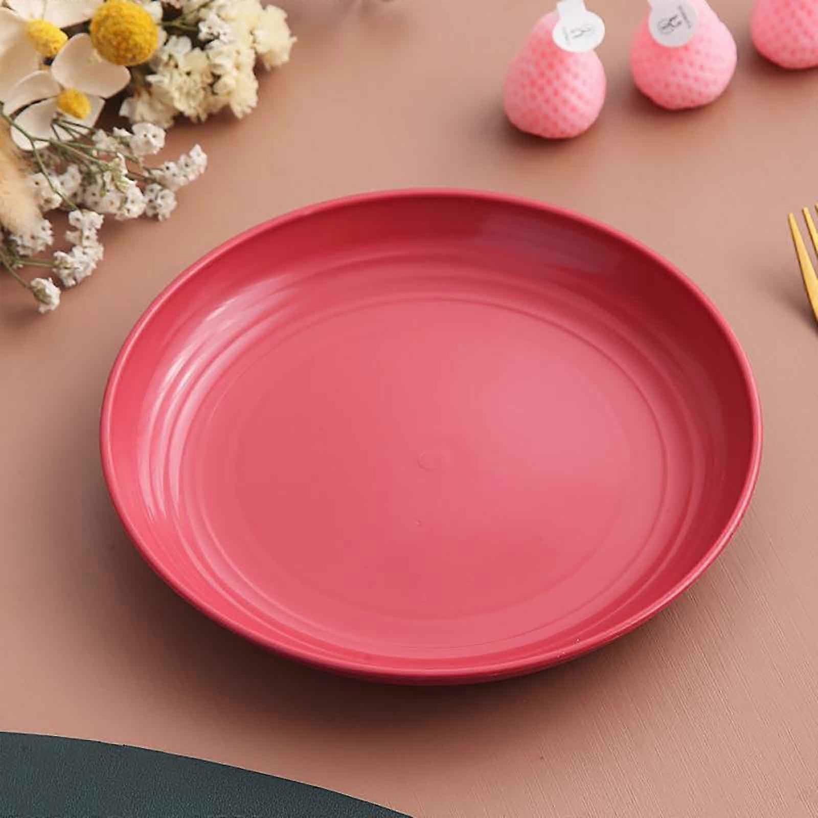 YOLOKE Small Appetizer Plates Wheat Straw Plates - Mini Plastic Plates Reusable, Unbreakable Microwave Safe Plates for Kitchen(Red)