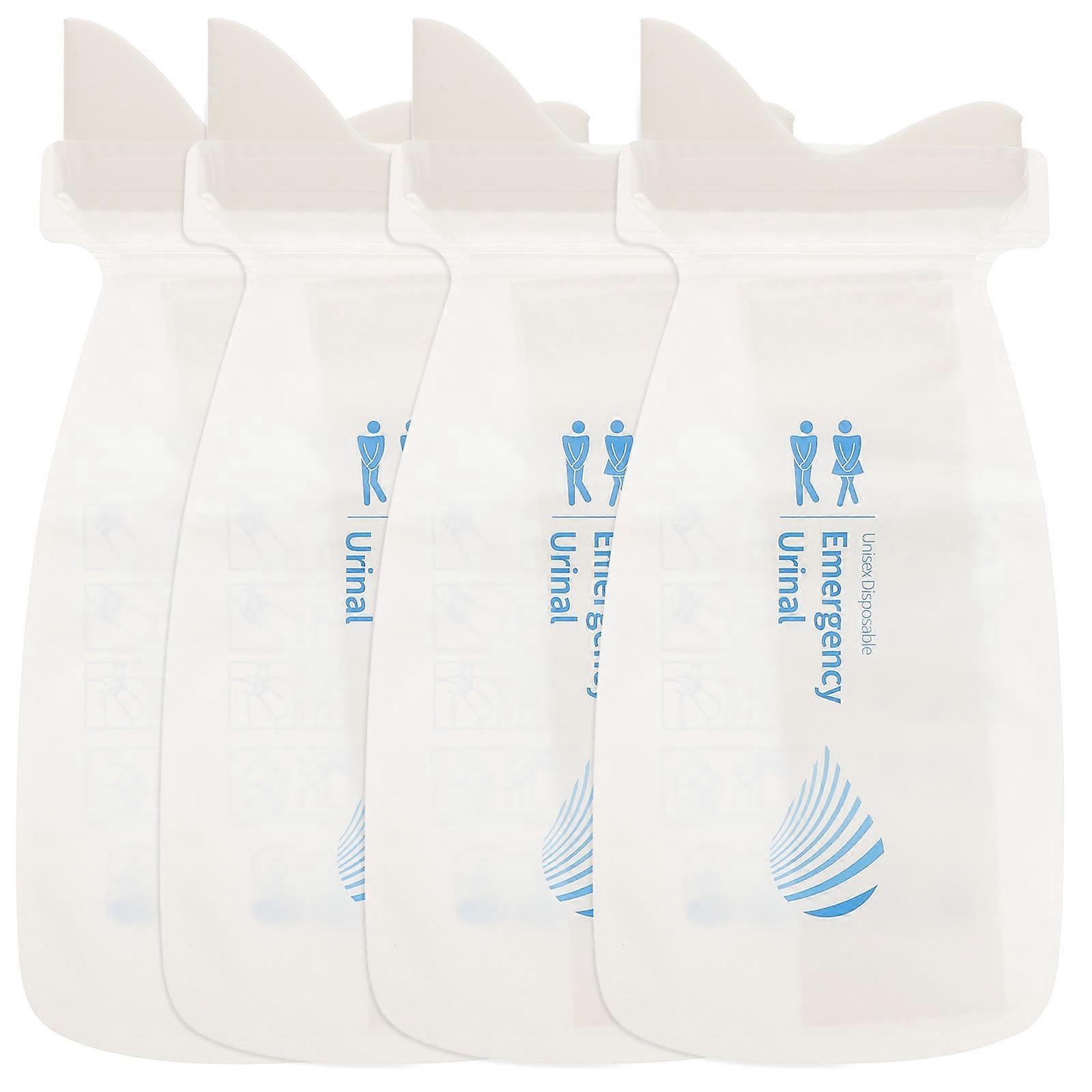 Travel Urinal Bag Emergency Situations Portable for Car Use White Pe Ixpe Material Designed for Sealed Storage 4Pcs