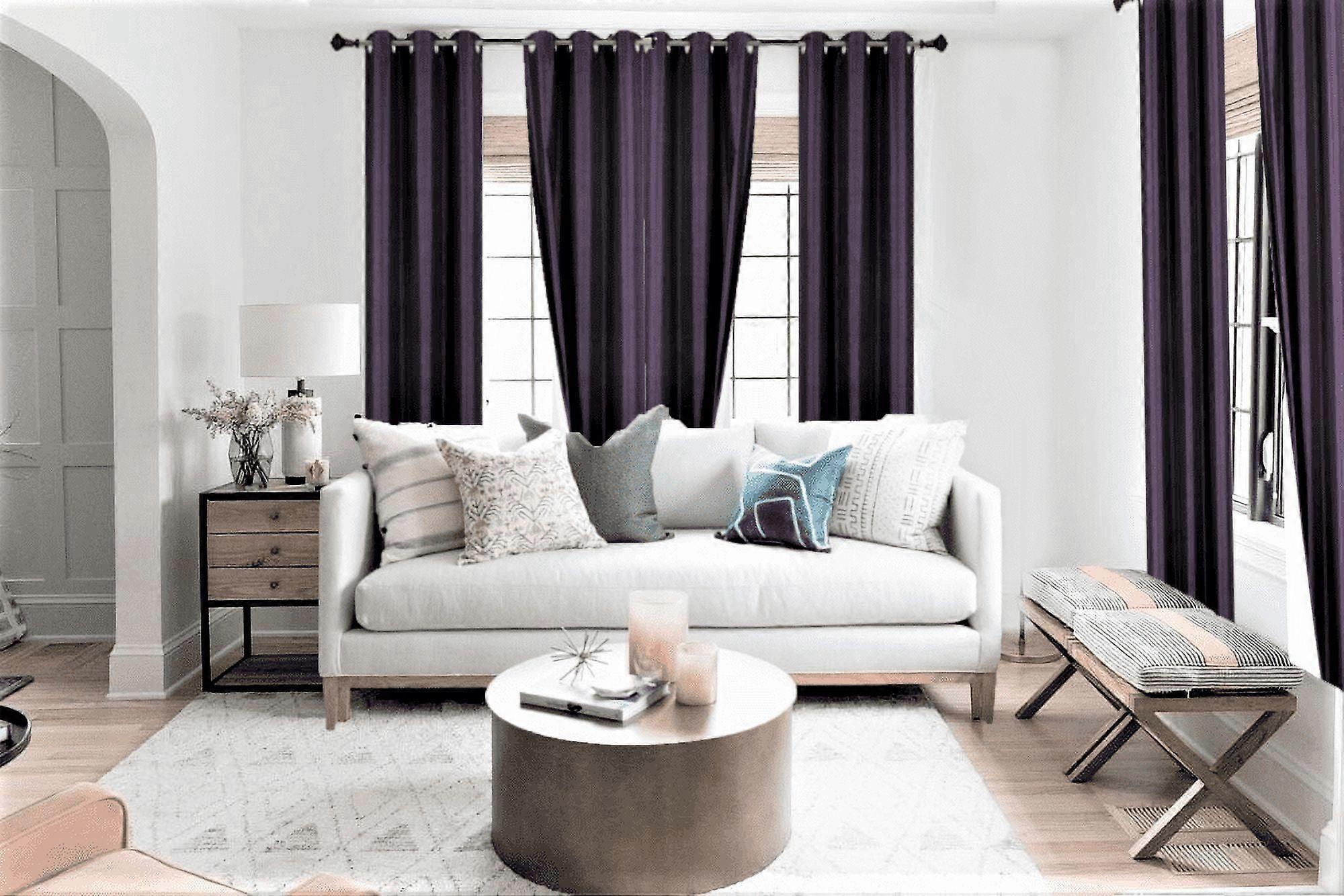 Luxury 2pc Adam Plum Panels 100% Blackout, 3-Layer Darkening, Thermal Insulated, Grommet Drape, 35" W x 84" L Each Panel