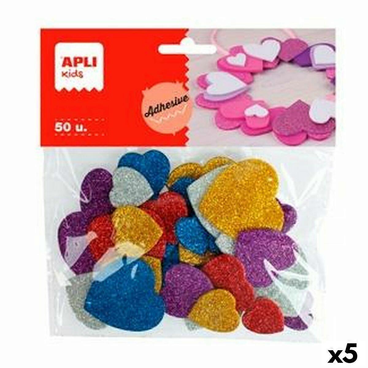 Stickers Apli Multicolour Heart 50 Pieces (5 Units)