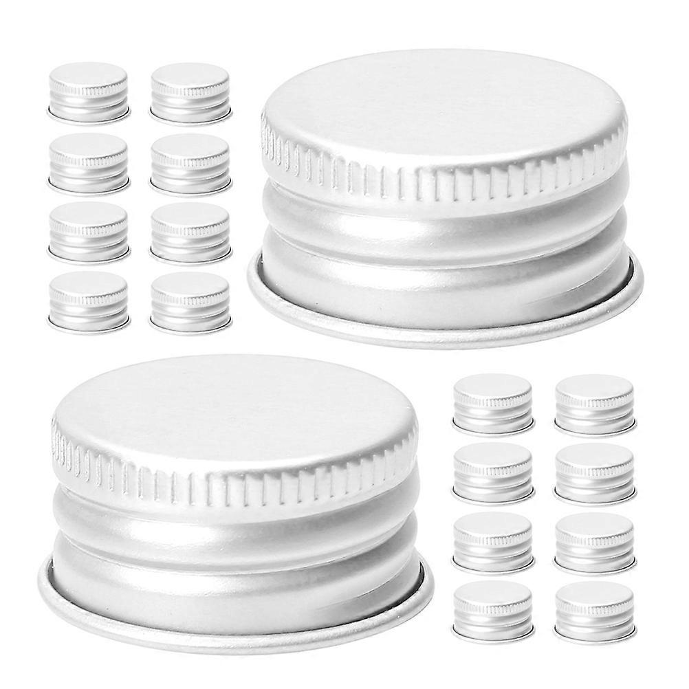 Flask Cap Versatile Use Aluminum Screw Lid Bottle Seal Caps Silver 50Pcs