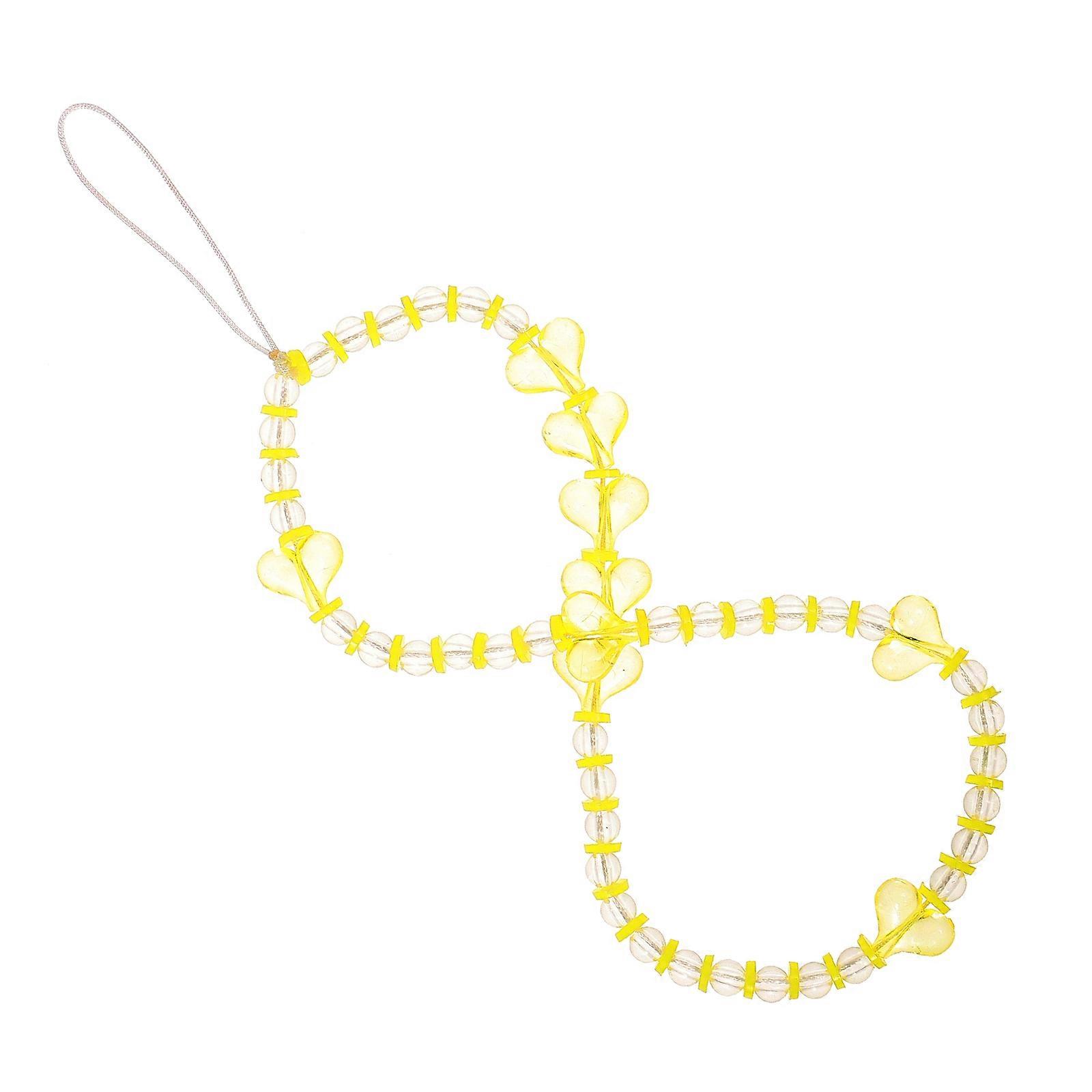 Decorative Phone Chain Beaded Keychain Accessory For Women 1 Set Stylish Yellow Charm