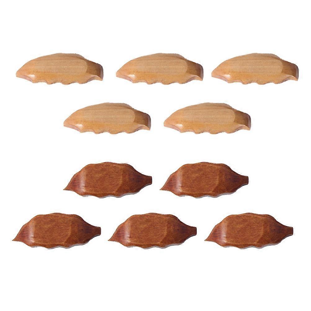 Wooden Leaf Chopsticks Rests Holder for 20Pcs Assorted Color Cutlery