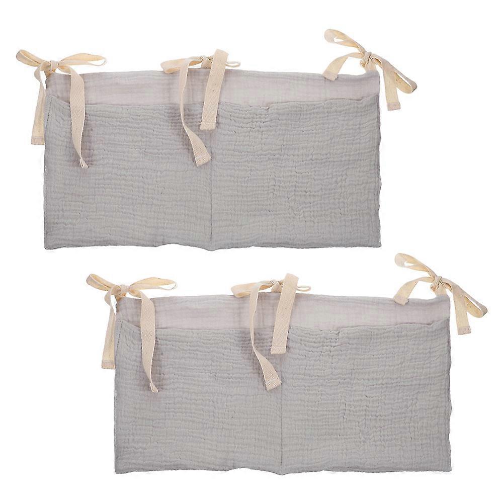 Crib Hanging Organizer Cotton Bag for Storage 8Pcs with Dual Compartments in Lavender